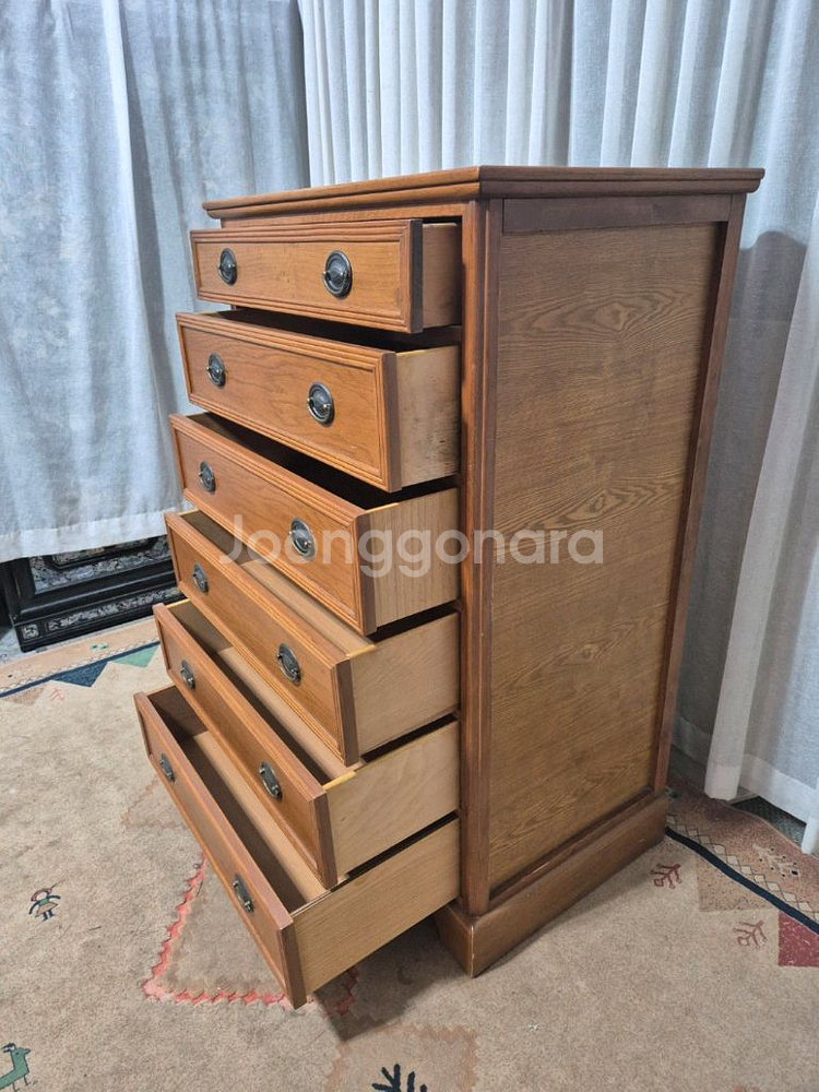 프랑스 빈티지 원목 6단 서랍장--4