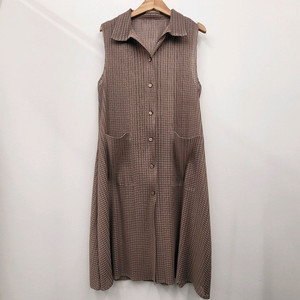 플리츠미 백 스트링 셔츠 카라 매쉬 롱 베스트