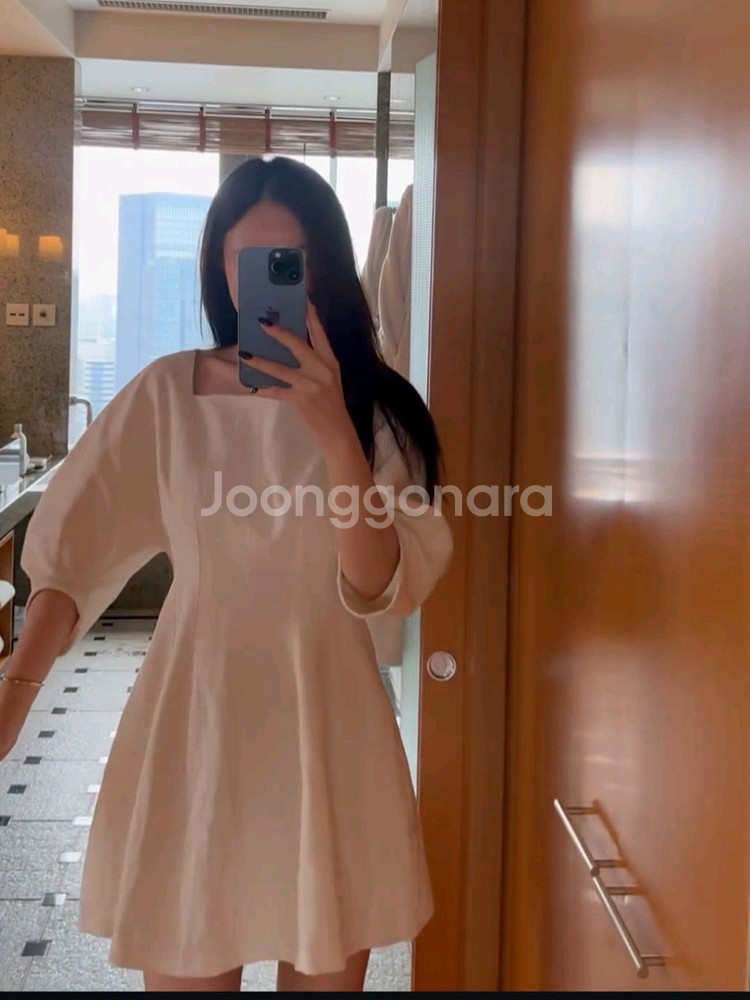 더로랑 퍼프 린넨 아워 글레스 드레스 원피스 m--5