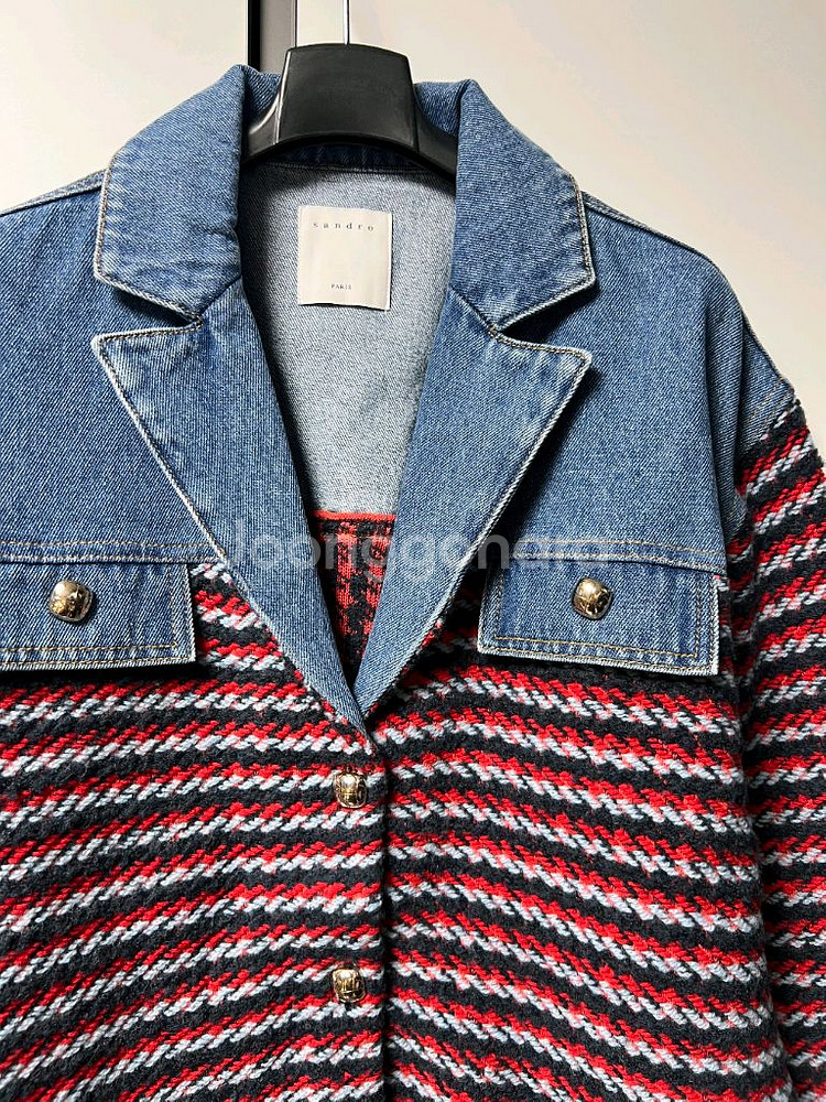 산드로 데님 니트 자켓--2