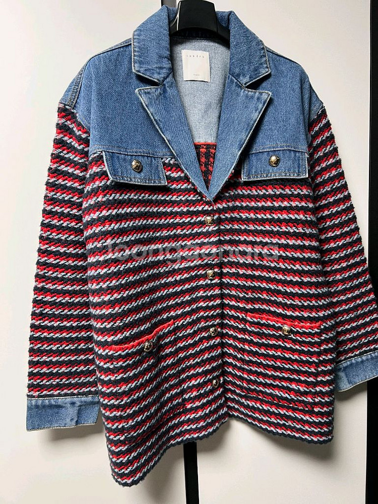 산드로 데님 니트 자켓--5