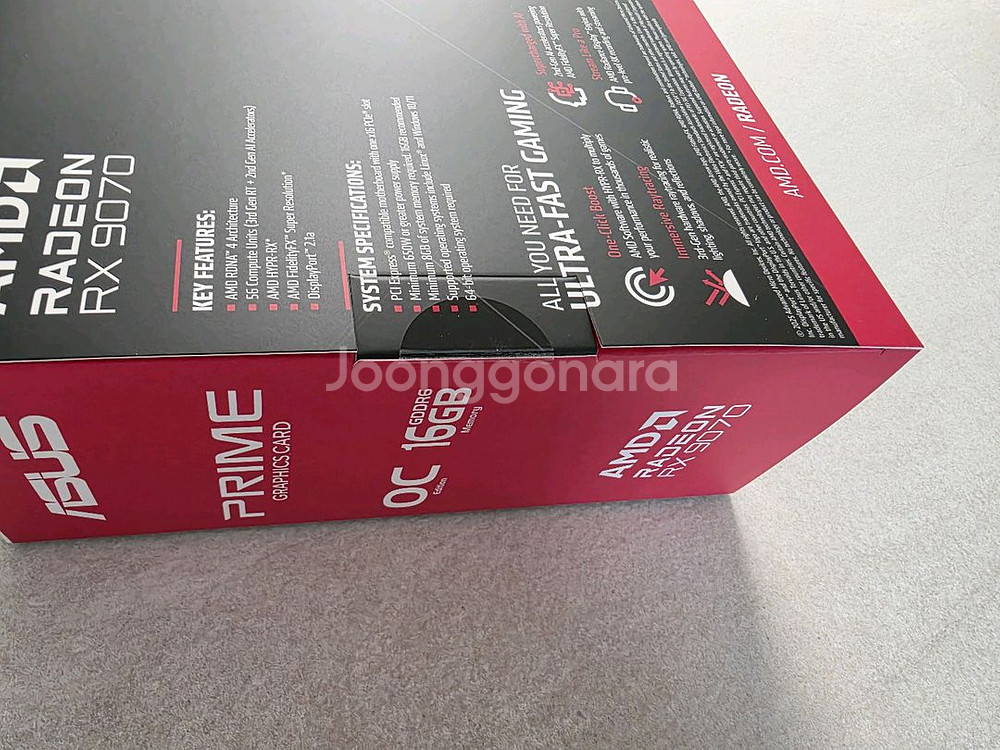 ASUS 라데온 RX 9070 OC 16GB 그래픽카드 미개봉--4