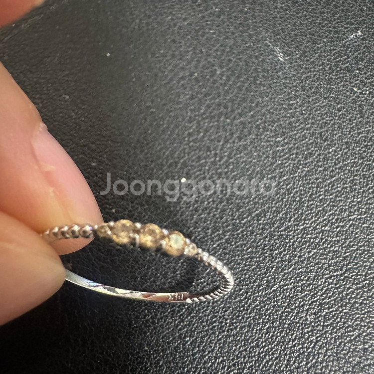 14k 브라운큐빅 화이트골드 금반지 급처--1