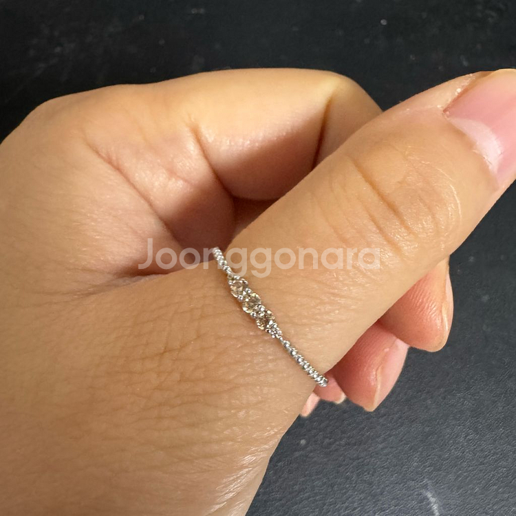 14k 브라운큐빅 화이트골드 금반지 급처--0