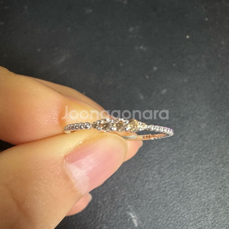 14k 브라운큐빅 화이트골드 금반지 급처--6