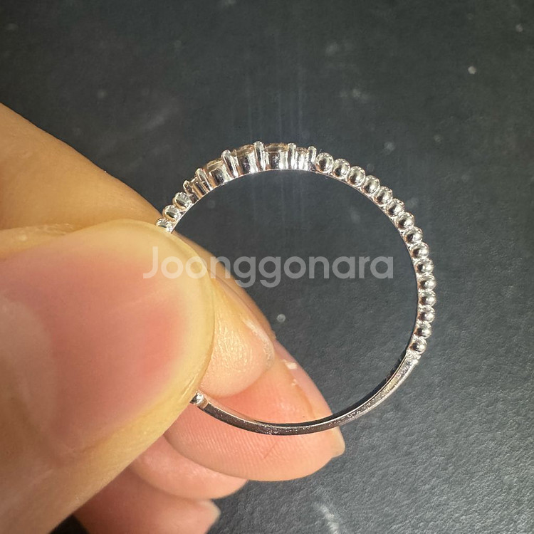 14k 브라운큐빅 화이트골드 금반지 급처--4