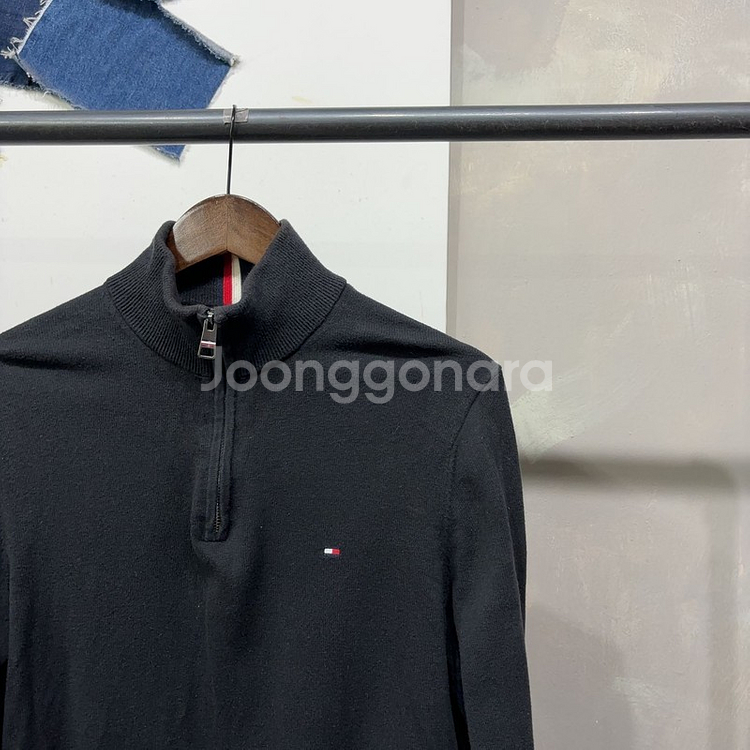 (95) 타미힐피거 캐주얼 자수 반집업 니트--2