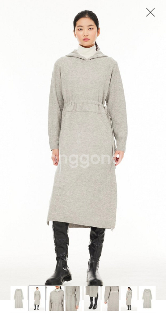 지컷(gcut) 후드 니트 원피스 멜란지그레이색상--7