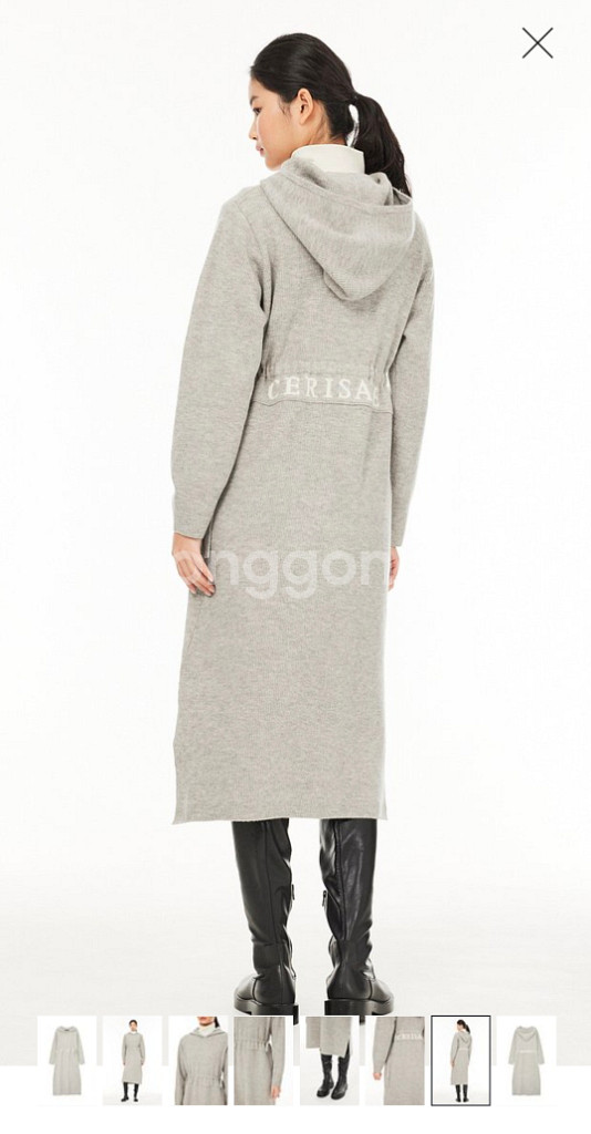 지컷(gcut) 후드 니트 원피스 멜란지그레이색상--8
