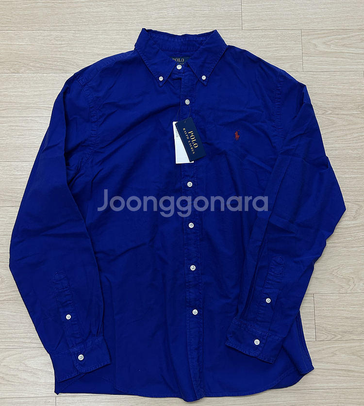 [폴로 랄프로렌] 가먼트 다이 긴팔 셔츠 블루 L 사이즈--0