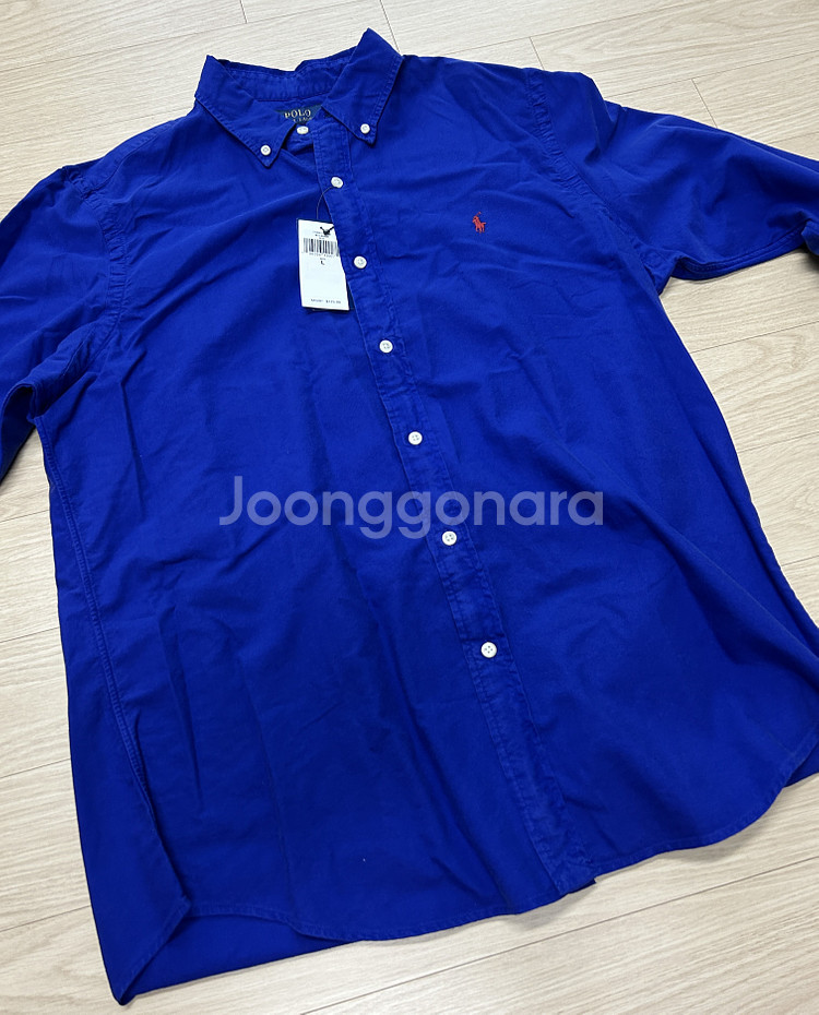 [폴로 랄프로렌] 가먼트 다이 긴팔 셔츠 블루 L 사이즈--4