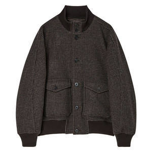 [새상품] A-1 애프터프레이 브라운 체크 울 블루종 자켓 점퍼 봄버 S 니트 가디건