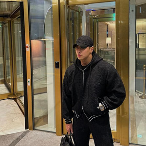 볼란테 트위드 트레이닝 셋업 그레이 상하의, 검정 상의만