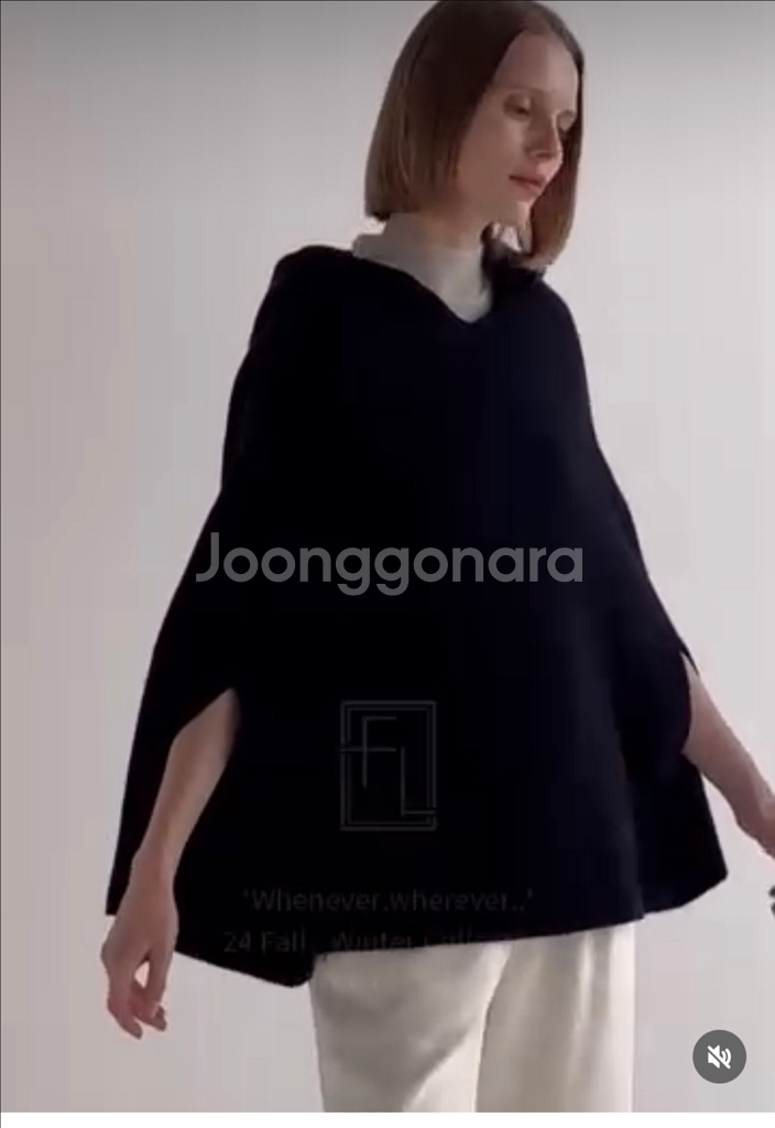 플로티 후드 니트 판쵸--6