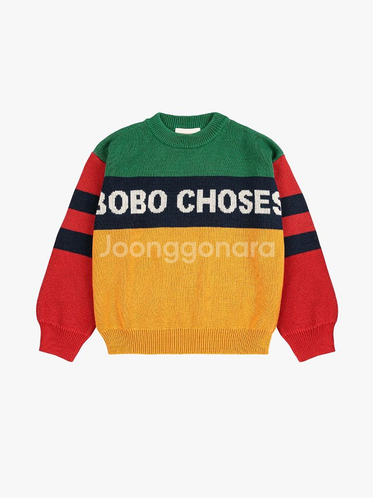 (바배) 보보쇼즈 25fw 컬러블럭 니트 8-9y--0