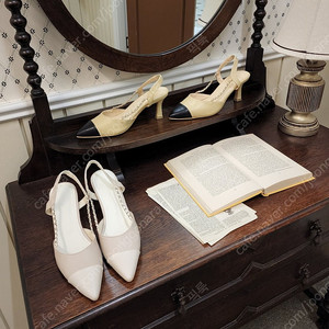 샤 체인 펌프스 힐 슬링백 새상품