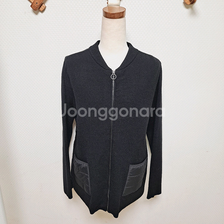 새옷)마리끌레르 블랙 니트 퀼팅 여성 집업 가디건 자켓 95--0