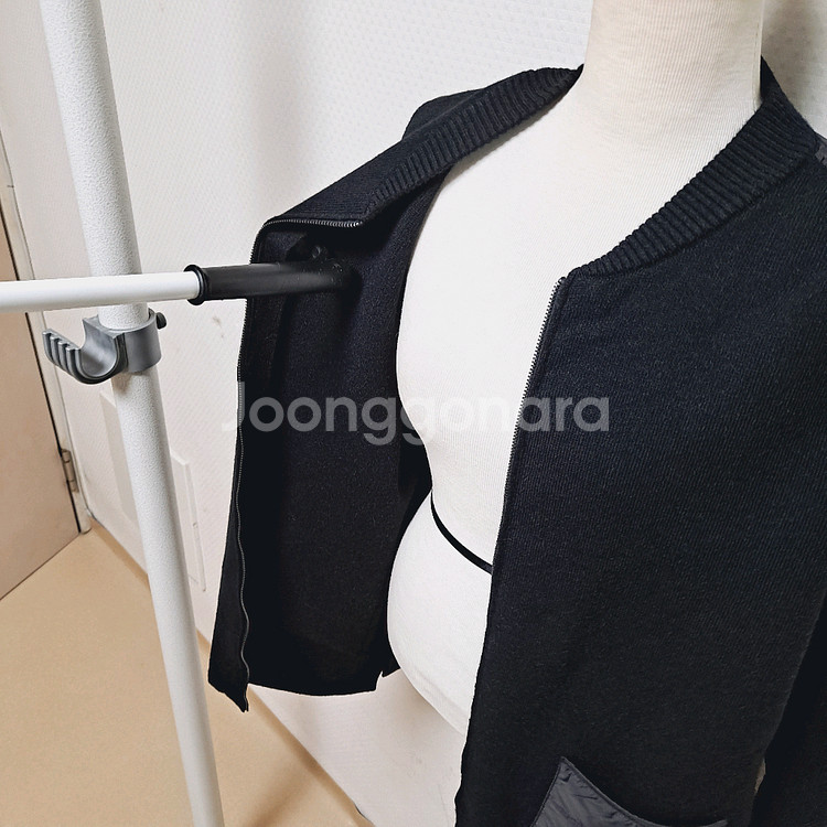 새옷)마리끌레르 블랙 니트 퀼팅 여성 집업 가디건 자켓 95--7