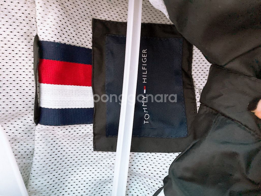 (110)타미힐피거남자블랙빅로고오버핏후드바람막이자켓--4