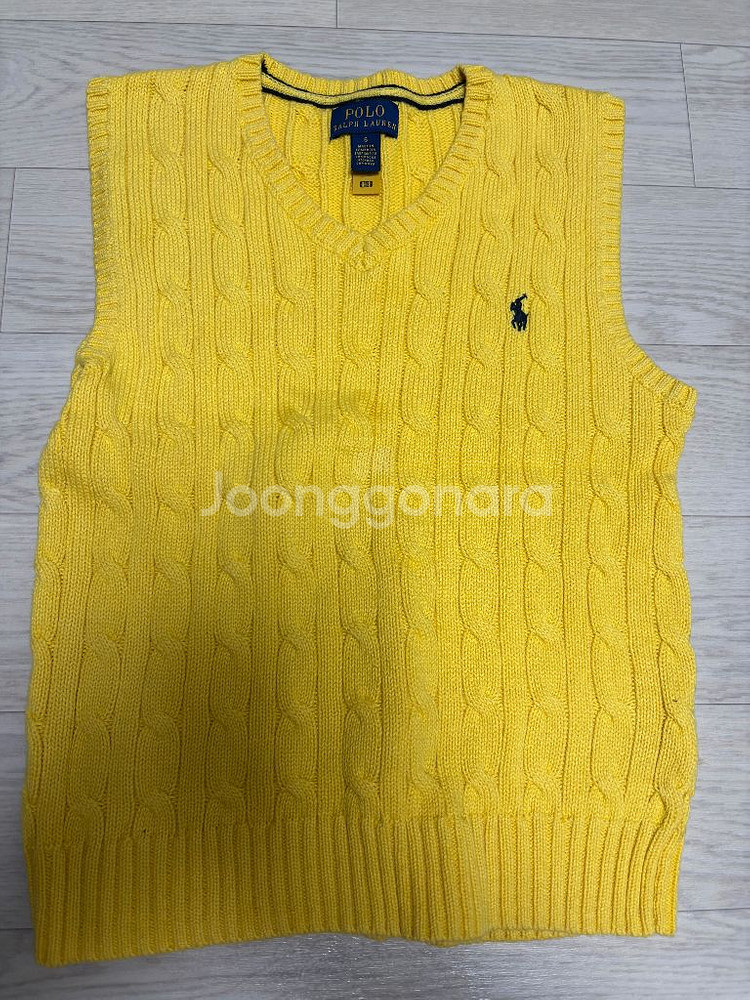 폴로 랄프로렌 키즈 옐로우 니트 조끼 6T 한번착용!--0