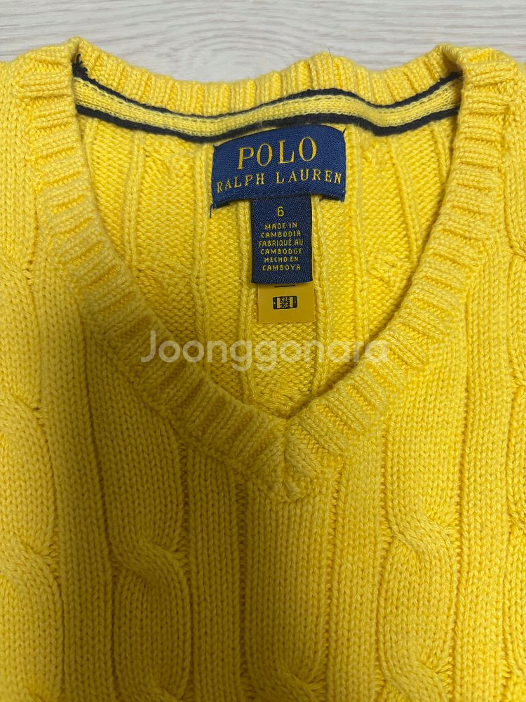 폴로 랄프로렌 키즈 옐로우 니트 조끼 6T 한번착용!--1