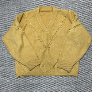 여성 브이넥 옐로우 니트