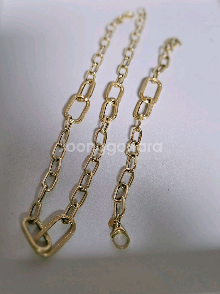 14k 골드 체인 목걸이 팔찌 세트--2