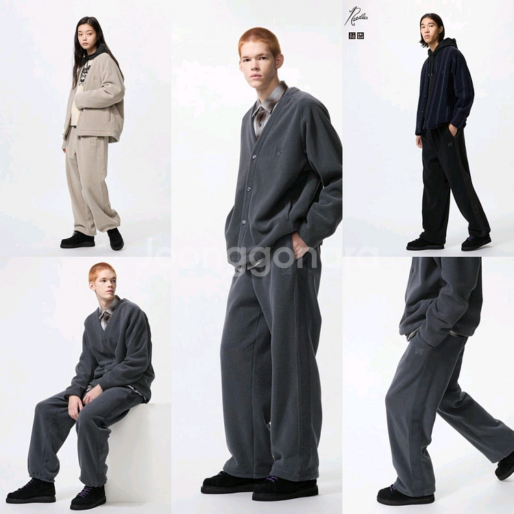 M L XL 유니들스 유니클로 x니들스 /가디건 /팬츠 바지_그레이 블랙 베이지--1