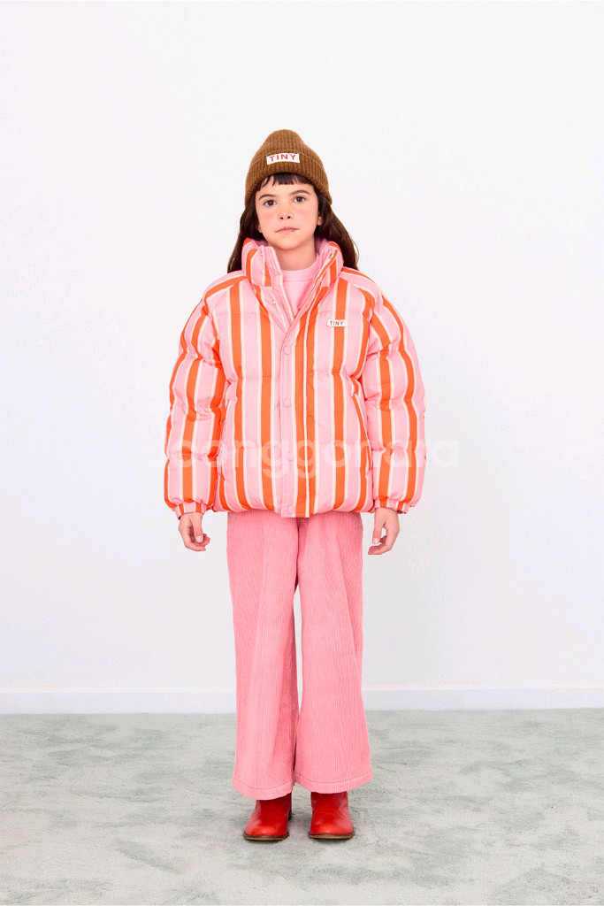 (바배) 타이니코튼 25fw 스트라이프 숏패딩 레드블루 6y--1