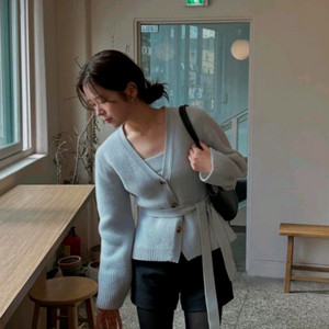 시에 리델 울 버튼 가디건 베이비 블루 S 택달린 새상품 sie 리델 시에 가디건