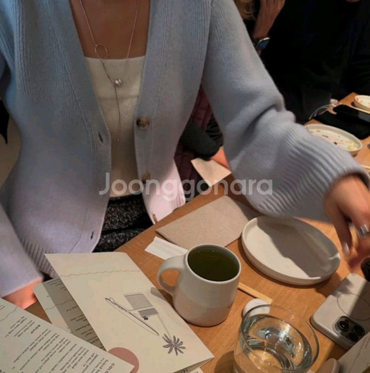 시에 리델 울 버튼 가디건 베이비 블루 S 택달린 새상품 sie 리델 시에 가디건--3