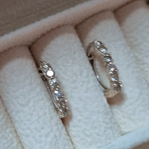 14k리얼화이트 꼬냑 다이아몬드 귀걸이