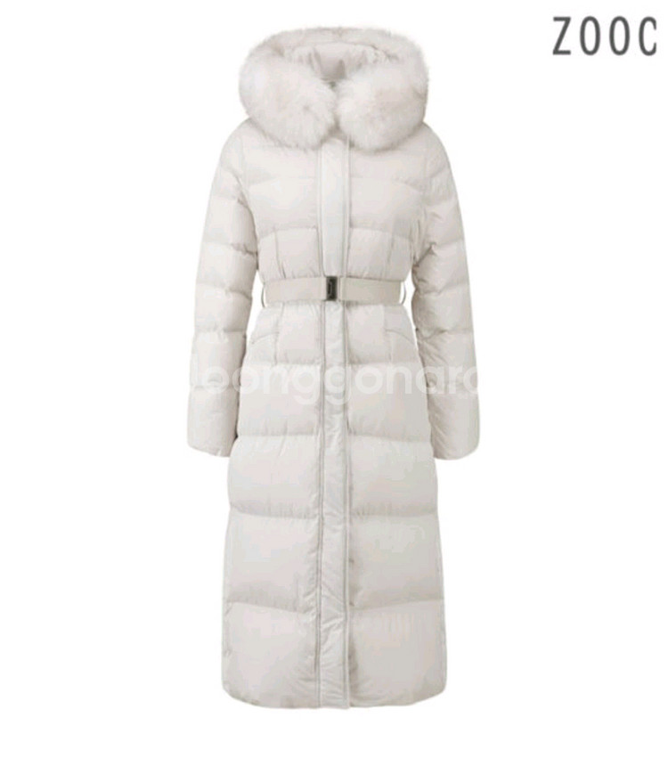 쥬크 ZOOC 벨티드 슬림핏 롱 구스 다운패딩아이보리 사이즈55 새상품택있음--3