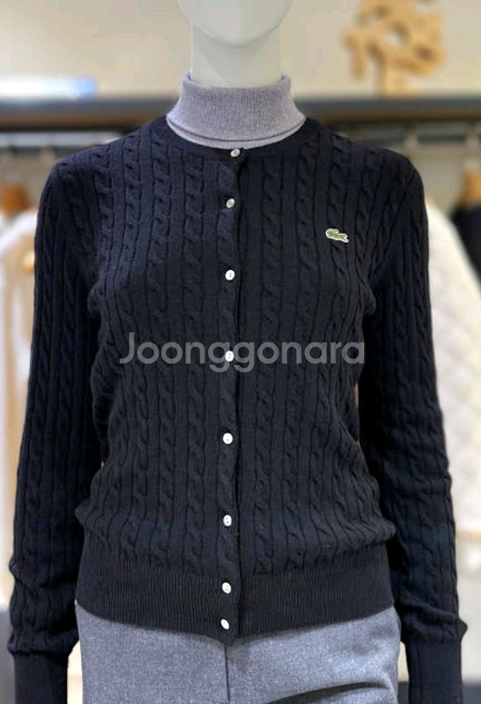 라코스테 우먼 케이블, 꽈배기 울가디건 36(종이백)--0