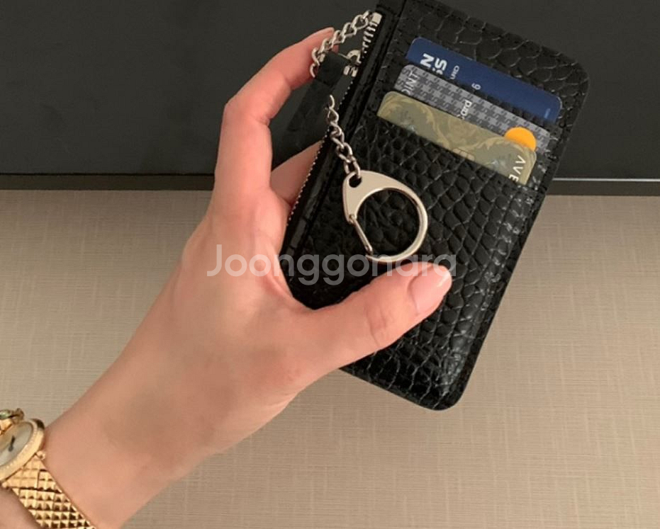 봉긋 슬롯키링 와니블랙 지갑--0