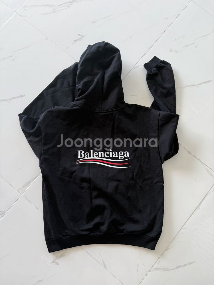 발렌시아가 캠페인 로고 블랙 후드티 M--0