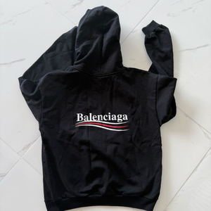 발렌시아가 캠페인 로고 블랙 후드티 M