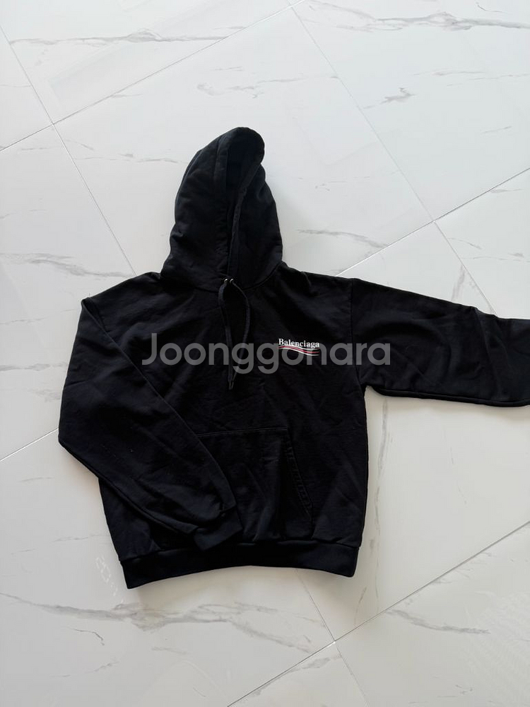 발렌시아가 캠페인 로고 블랙 후드티 M--1