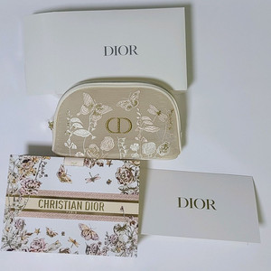디올 뷰티 플라워 자수 파우치+미니 쇼핑백과 카드