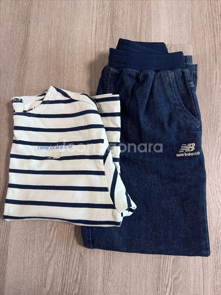 뉴발란스 키즈 데님 바지 스트라이프 티 150--0