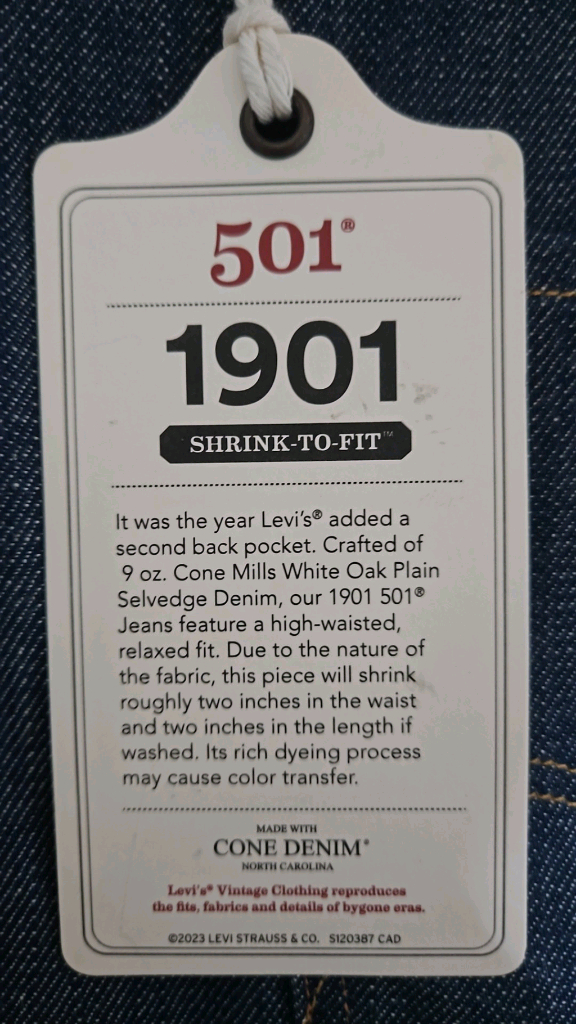 리바이스 LVC 1901 501 한정판 리지드 W32L34--4