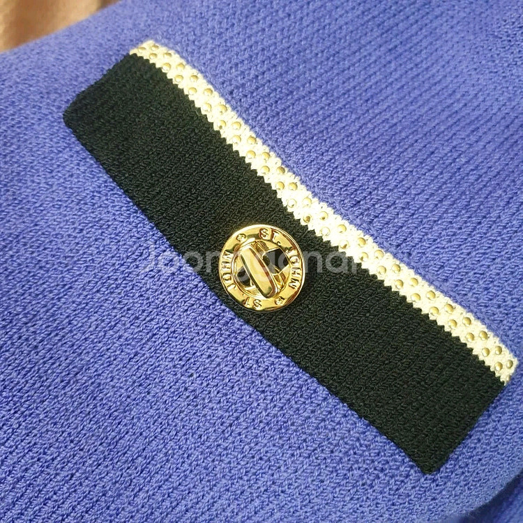 명품 ST.JOHN 센존 비즈라인배색 퍼플 니트 가디건 자켓--6