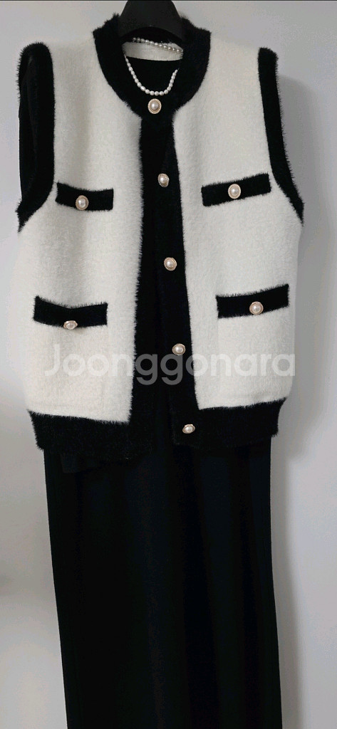 퍼 니트 조끼--1