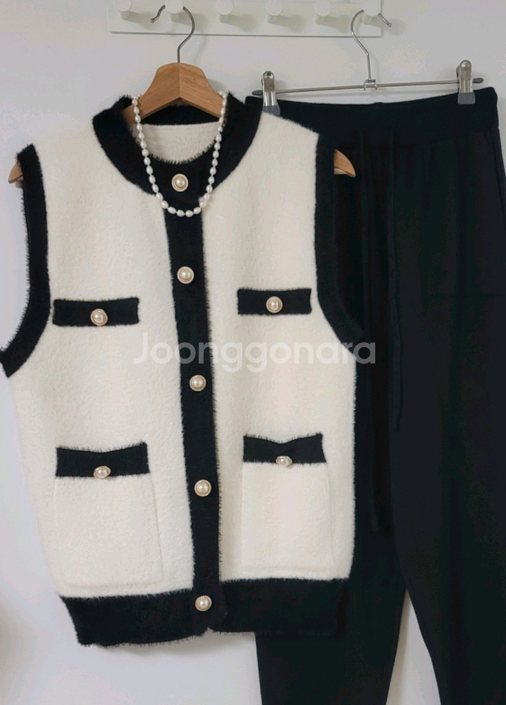 퍼 니트 조끼--0