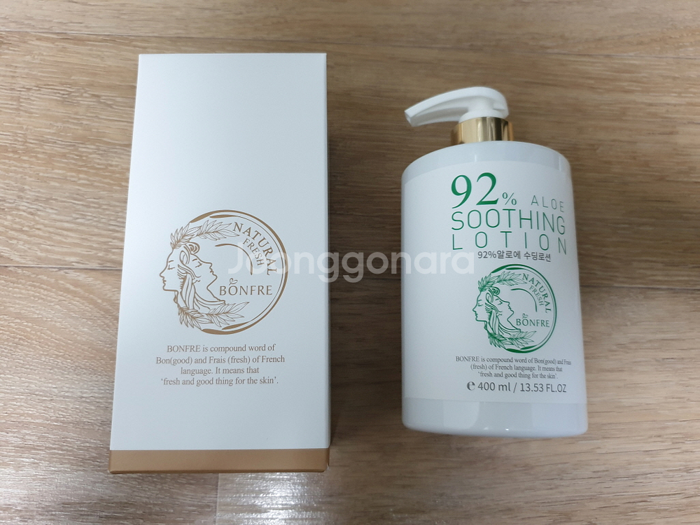 봉프레 92% 알로에 수딩로션 400ml 수분로션 유아부터 어른까지 촉촉 보습 쿨링 미개봉 새제품--0