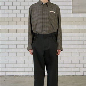 [L] STU 24FW 레터링 체크 셔츠 브라운 STU OFFICE