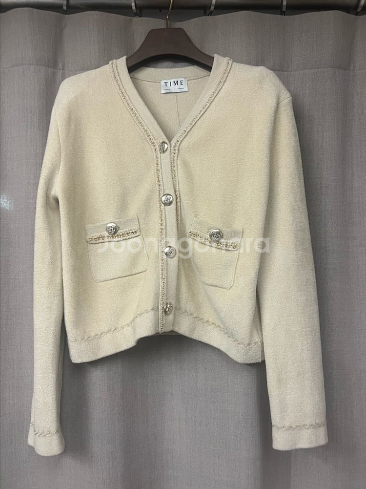 타임 부클레 글리터 라인 가디건--5