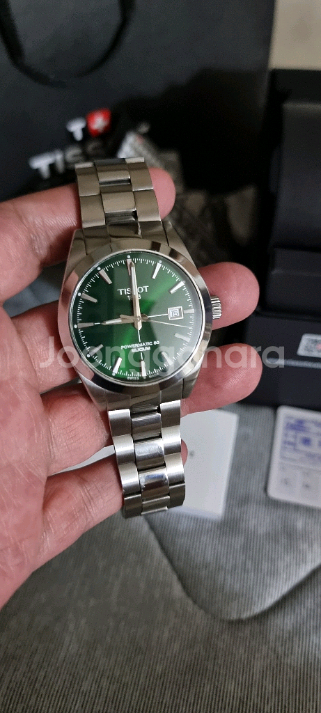 티쏘 젠틀맨 파워매틱80 그린 다이얼 시계(풀박)--2