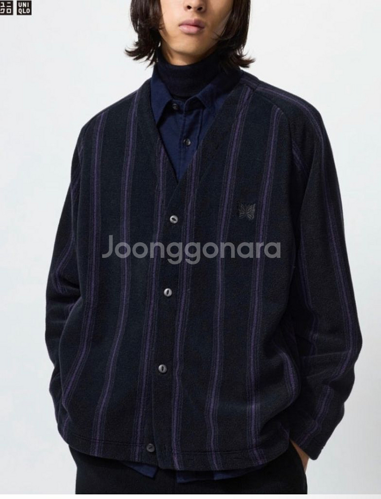 니들스 유니클로 스트라이프 가디건 2XL--0