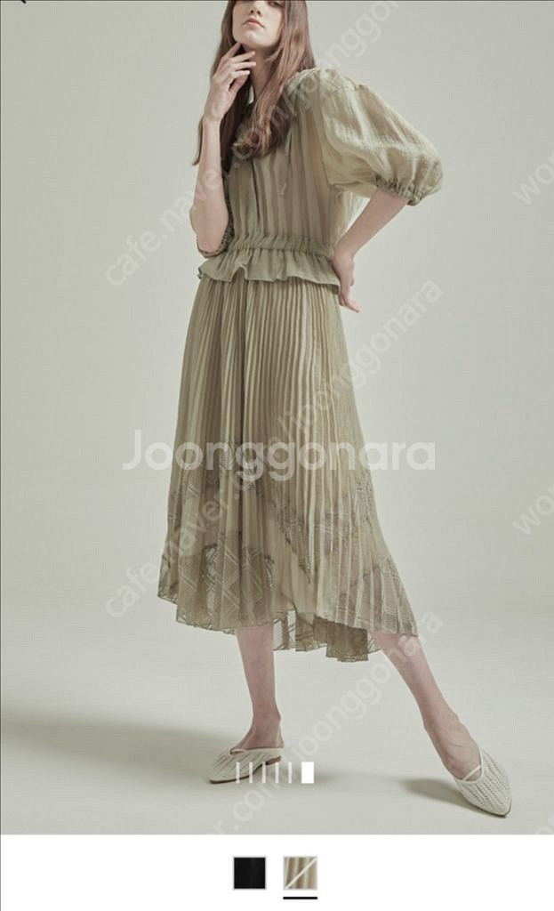 오브제 플리츠 후드 원피스--4